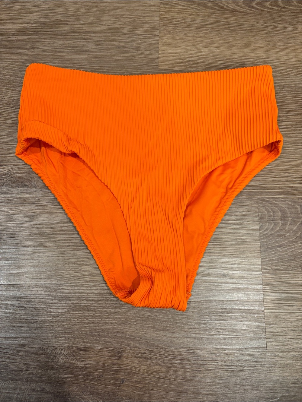 COS Ribbed High-Waist Bikini Bottom in Bright Orange